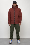 Купить Куртка молодежная мужская весенняя с капюшоном бордового цвета 7322Bo, фото 5