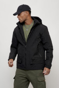 Купить Куртка молодежная мужская весенняя с капюшоном черного цвета 7322Ch, фото 2