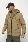 Купить Куртка молодежная мужская весенняя с капюшоном горчичного цвета 7322G, фото 2