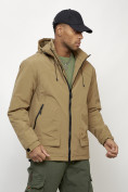 Купить Куртка молодежная мужская весенняя с капюшоном горчичного цвета 7322G, фото 3