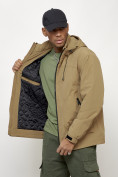 Купить Куртка молодежная мужская весенняя с капюшоном горчичного цвета 7322G, фото 4