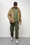 Купить Куртка молодежная мужская весенняя с капюшоном горчичного цвета 7322G, фото 8