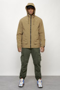 Купить Куртка молодежная мужская весенняя с капюшоном горчичного цвета 7322G, фото 9