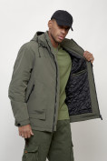 Купить Куртка молодежная мужская весенняя с капюшоном цвета хаки 7322Kh, фото 10