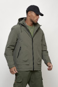 Купить Куртка молодежная мужская весенняя с капюшоном цвета хаки 7322Kh, фото 8