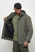 Купить Куртка молодежная мужская весенняя с капюшоном цвета хаки 7322Kh, фото 9