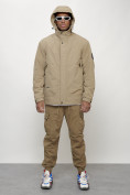Купить Куртка молодежная мужская весенняя с капюшоном бежевого цвета 7323B, фото 5