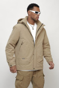 Купить Куртка молодежная мужская весенняя с капюшоном бежевого цвета 7323B, фото 9