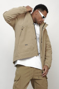 Купить Куртка молодежная мужская весенняя с капюшоном бежевого цвета 7323B, фото 10