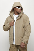 Купить Куртка молодежная мужская весенняя с капюшоном бежевого цвета 7323B, фото 11