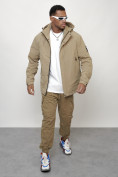 Купить Куртка молодежная мужская весенняя с капюшоном бежевого цвета 7323B, фото 13