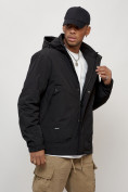 Купить Куртка молодежная мужская весенняя с капюшоном черного цвета 7323Ch, фото 3