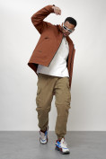 Купить Куртка молодежная мужская весенняя с капюшоном коричневого цвета 7323K, фото 10