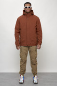 Купить Куртка молодежная мужская весенняя с капюшоном коричневого цвета 7323K, фото 11