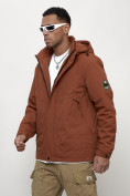 Купить Куртка молодежная мужская весенняя с капюшоном коричневого цвета 7323K, фото 2