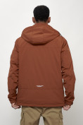 Купить Куртка молодежная мужская весенняя с капюшоном коричневого цвета 7323K, фото 4