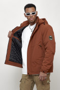 Купить Куртка молодежная мужская весенняя с капюшоном коричневого цвета 7323K, фото 5