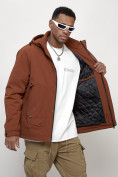 Купить Куртка молодежная мужская весенняя с капюшоном коричневого цвета 7323K, фото 6