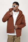 Купить Куртка молодежная мужская весенняя с капюшоном коричневого цвета 7323K, фото 7