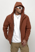 Купить Куртка молодежная мужская весенняя с капюшоном коричневого цвета 7323K, фото 8