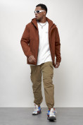 Купить Куртка молодежная мужская весенняя с капюшоном коричневого цвета 7323K, фото 9