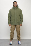 Купить Куртка молодежная мужская весенняя с капюшоном цвета хаки 7323Kh, фото 10