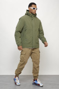 Купить Куртка молодежная мужская весенняя с капюшоном цвета хаки 7323Kh, фото 12
