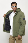 Купить Куртка молодежная мужская весенняя с капюшоном цвета хаки 7323Kh, фото 14