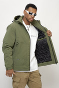 Купить Куртка молодежная мужская весенняя с капюшоном цвета хаки 7323Kh, фото 15