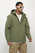 Купить Куртка молодежная мужская весенняя с капюшоном цвета хаки 7323Kh, фото 3
