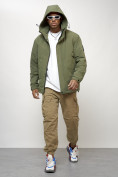 Купить Куртка молодежная мужская весенняя с капюшоном цвета хаки 7323Kh, фото 5