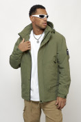 Купить Куртка молодежная мужская весенняя с капюшоном цвета хаки 7323Kh, фото 6