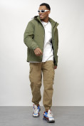 Купить Куртка молодежная мужская весенняя с капюшоном цвета хаки 7323Kh, фото 8