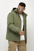 Купить Куртка молодежная мужская весенняя с капюшоном цвета хаки 7323Kh, фото 9