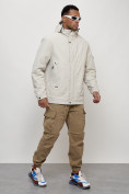 Купить Куртка молодежная мужская весенняя с капюшоном светло-серого цвета 7323SS, фото 3