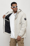 Купить Куртка молодежная мужская весенняя с капюшоном светло-серого цвета 7323SS, фото 8