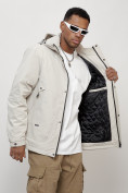 Купить Куртка молодежная мужская весенняя с капюшоном светло-серого цвета 7323SS, фото 9