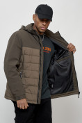 Купить Куртка спортивная великан мужская с капюшоном коричневого цвета 7328K, фото 13