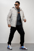 Купить Куртка спортивная великан мужская с капюшоном светло-серого цвета 7328SS, фото 2