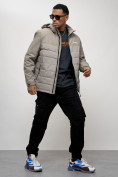 Купить Куртка спортивная великан мужская с капюшоном серого цвета 7328Sr, фото 13