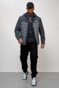 Купить Куртка спортивная великан мужская с капюшоном темно-серого цвета 7328TC, фото 10