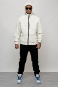 Купить Куртка спортивная мужская весенняя с капюшоном белого цвета 7335Bl, фото 12