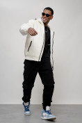 Купить Куртка спортивная мужская весенняя с капюшоном белого цвета 7335Bl, фото 14