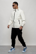 Купить Куртка спортивная мужская весенняя с капюшоном белого цвета 7335Bl, фото 2