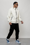 Купить Куртка спортивная мужская весенняя с капюшоном белого цвета 7335Bl, фото 3
