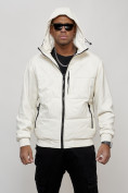 Купить Куртка спортивная мужская весенняя с капюшоном белого цвета 7335Bl, фото 5