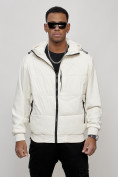Купить Куртка спортивная мужская весенняя с капюшоном белого цвета 7335Bl, фото 6