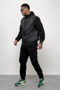 Купить Куртка спортивная мужская весенняя с капюшоном черного цвета 7335Ch, фото 12