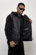 Купить Куртка спортивная мужская весенняя с капюшоном черного цвета 7335Ch, фото 3