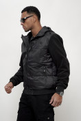 Купить Куртка спортивная мужская весенняя с капюшоном черного цвета 7335Ch, фото 5